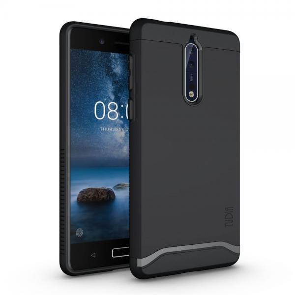 TUDIA Nokia 8 Case, Slim-Fit HEAVY DUTY [MERGE] EXTREME Protection / Rugged but Slim Dual Layer Case for Nokia 8 (Matte Black)