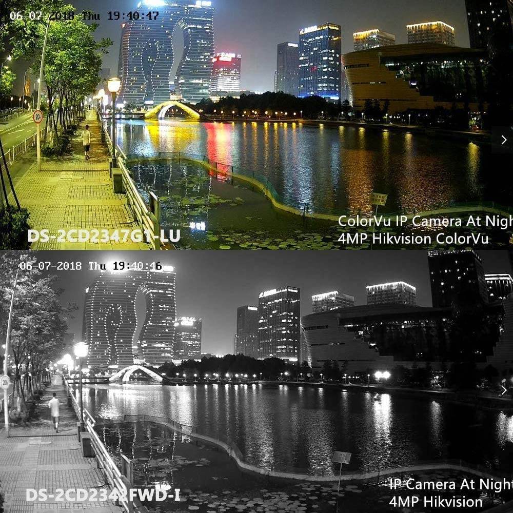 Hikvision 4MP Full Time Color Night Vision POE IP Camera, DS-2CD2347G1-LU 2.8mm Lens, Built-in MIC, 2688&times;1520@30fps, ColorVu Outdoor Turret Network Camera with MicroSD Recording, IP67, H.265+, ONVIF