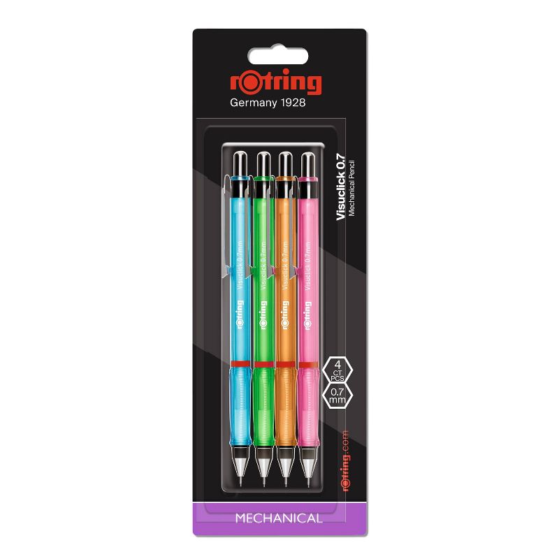 4pk rOtring Visuclick Mechanical Pencil, 0.7 mm, Assorted Barrel