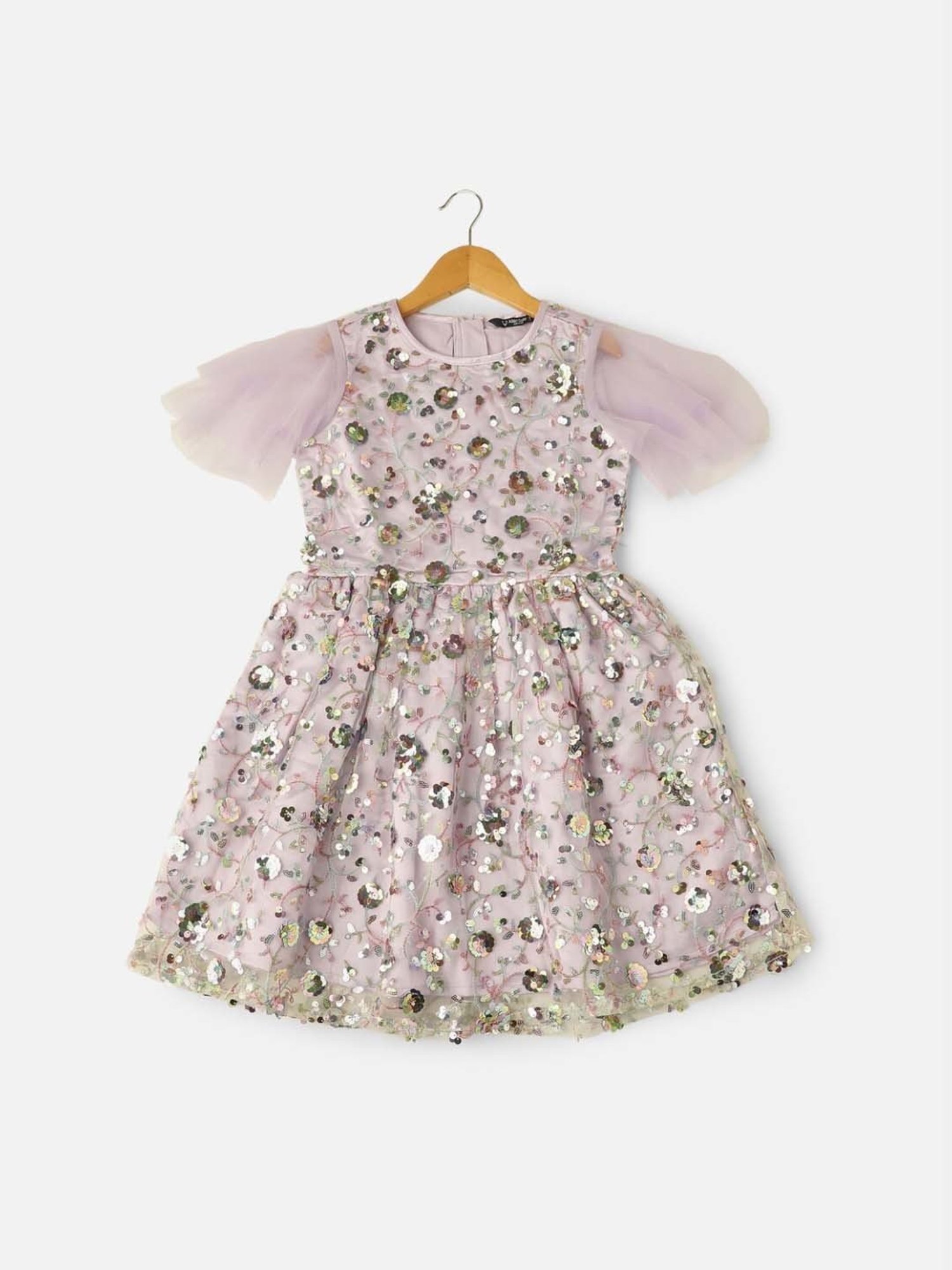 Peppermint Kids Black & White Printed Full Sleeves Dress