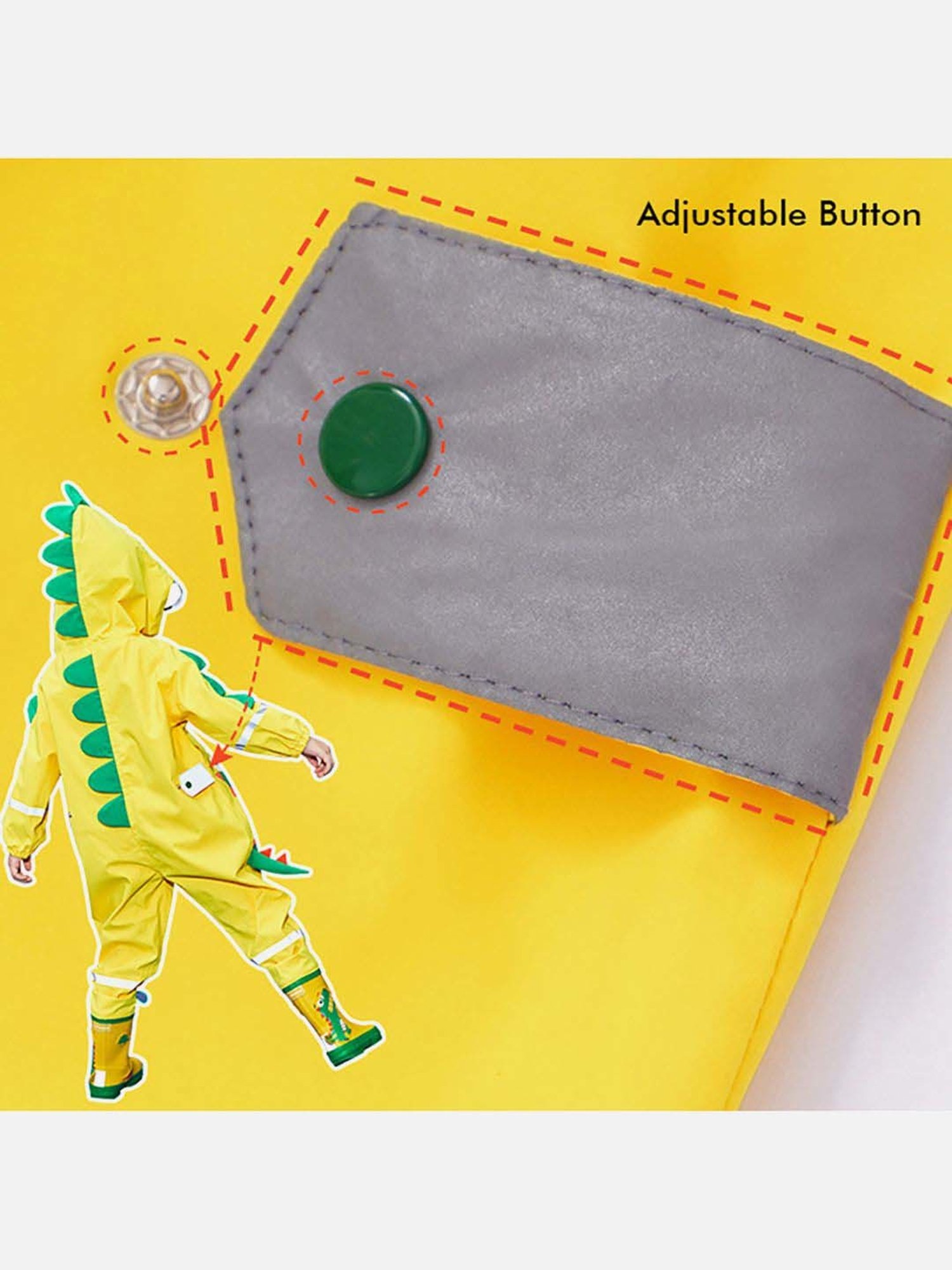 Little Surprise Box Kids Yellow Printed Full Sleeves Raincoat