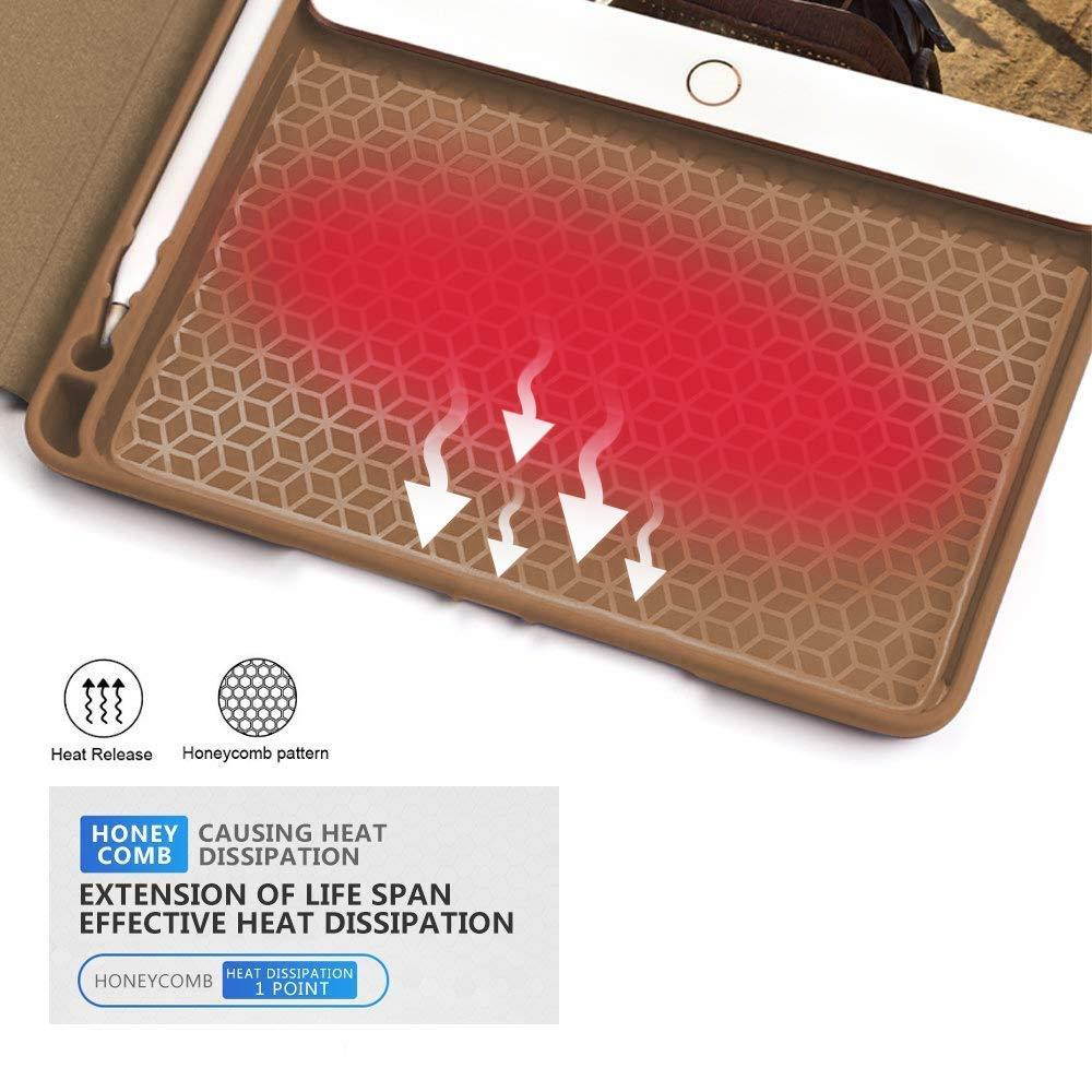 Soke New iPad 9.7 2018/2017 Case with Pencil Holder, Slim Fit Smart Case Trifold Stand with Shockproof Soft TPU Back Cover and Auto Sleep/Wake Function for iPad 9.7 inch 5th/6th Generation, Apricot