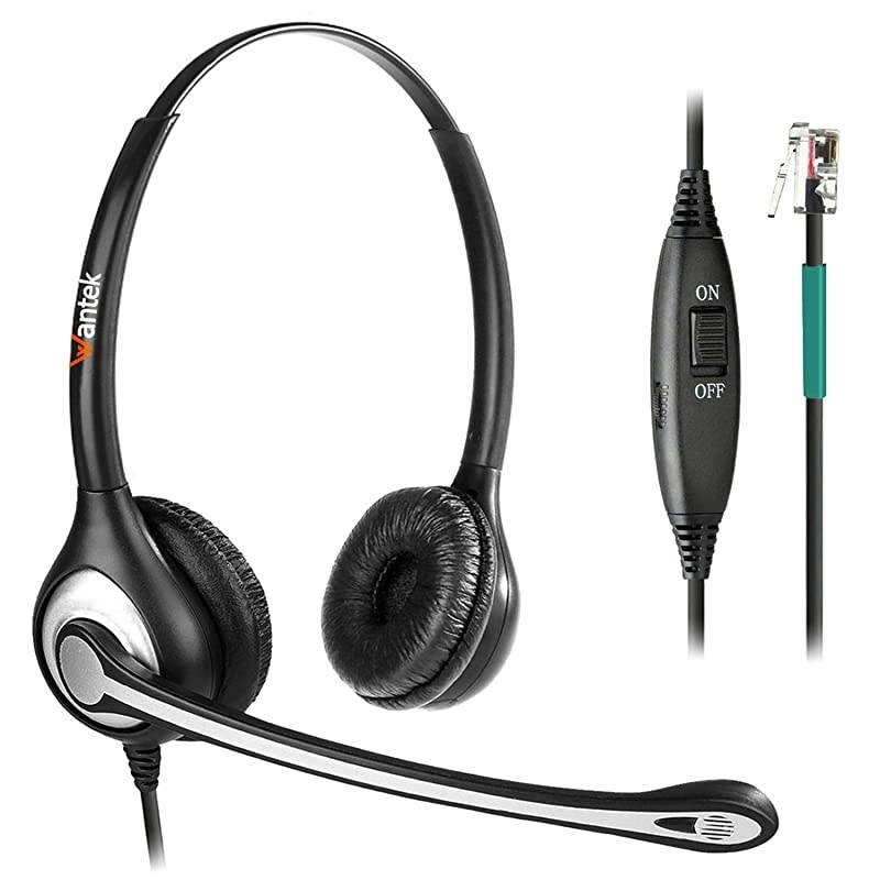 Corded Telephone Headset Dual wNoise Canceling Mic Compatible with ShoreTel Plantronics Polycom Zultys Toshiba NEC Aspire Dterm Nortel Norstar Meridian Siemens ROLM Landline DeskphonesF602S2