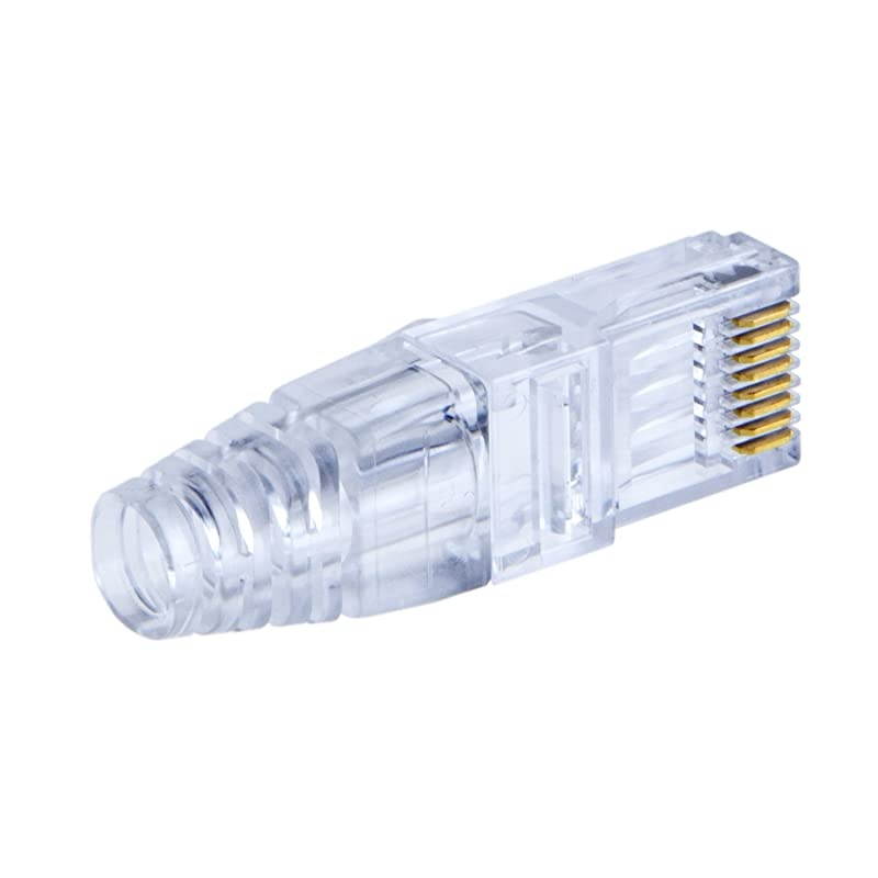 10-Pack Cat 6 RJ45 Connector Modular Plug with Strain Relief Boots, Transparent