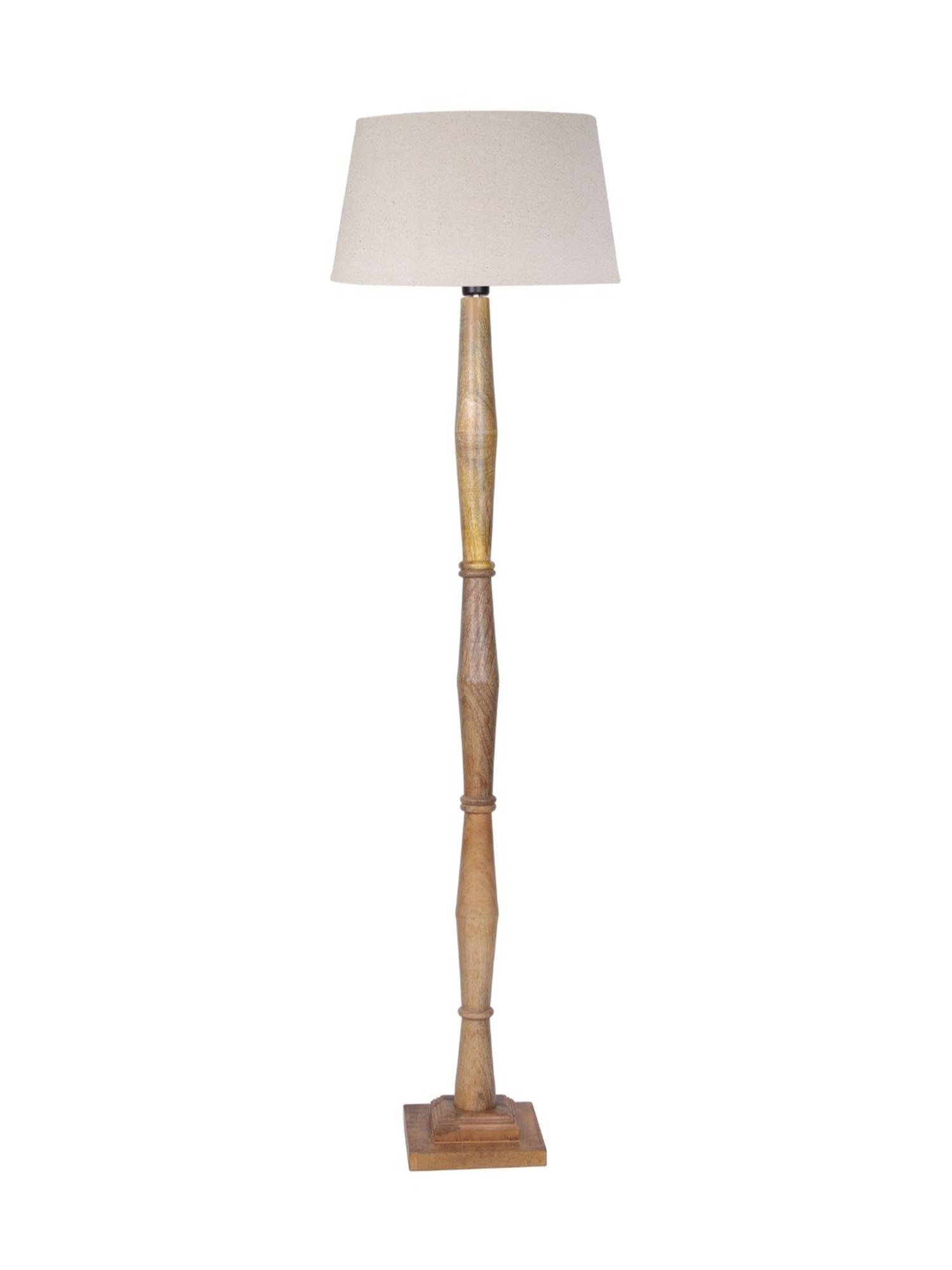 Homesake 'Antique' Khadi & Brown Wood Tall Floor Lamp With Shade & Bulb - Set of 1