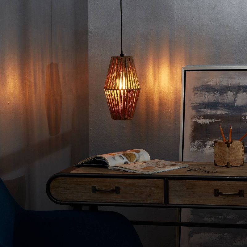 12" Christian Rope Silverwood Pendant Brown - Decor Therapy