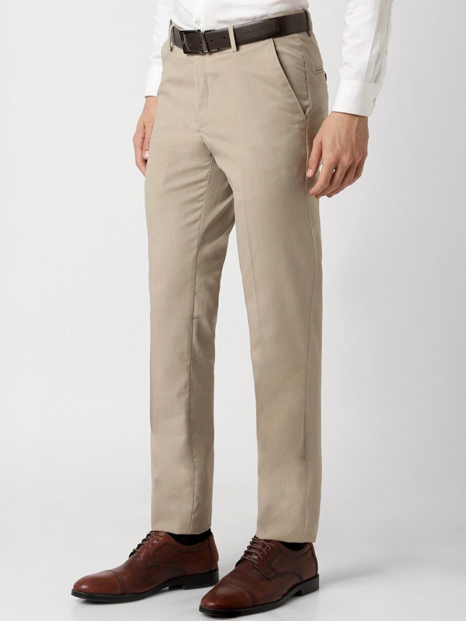 Peter England Khaki Slim Fit Trousers