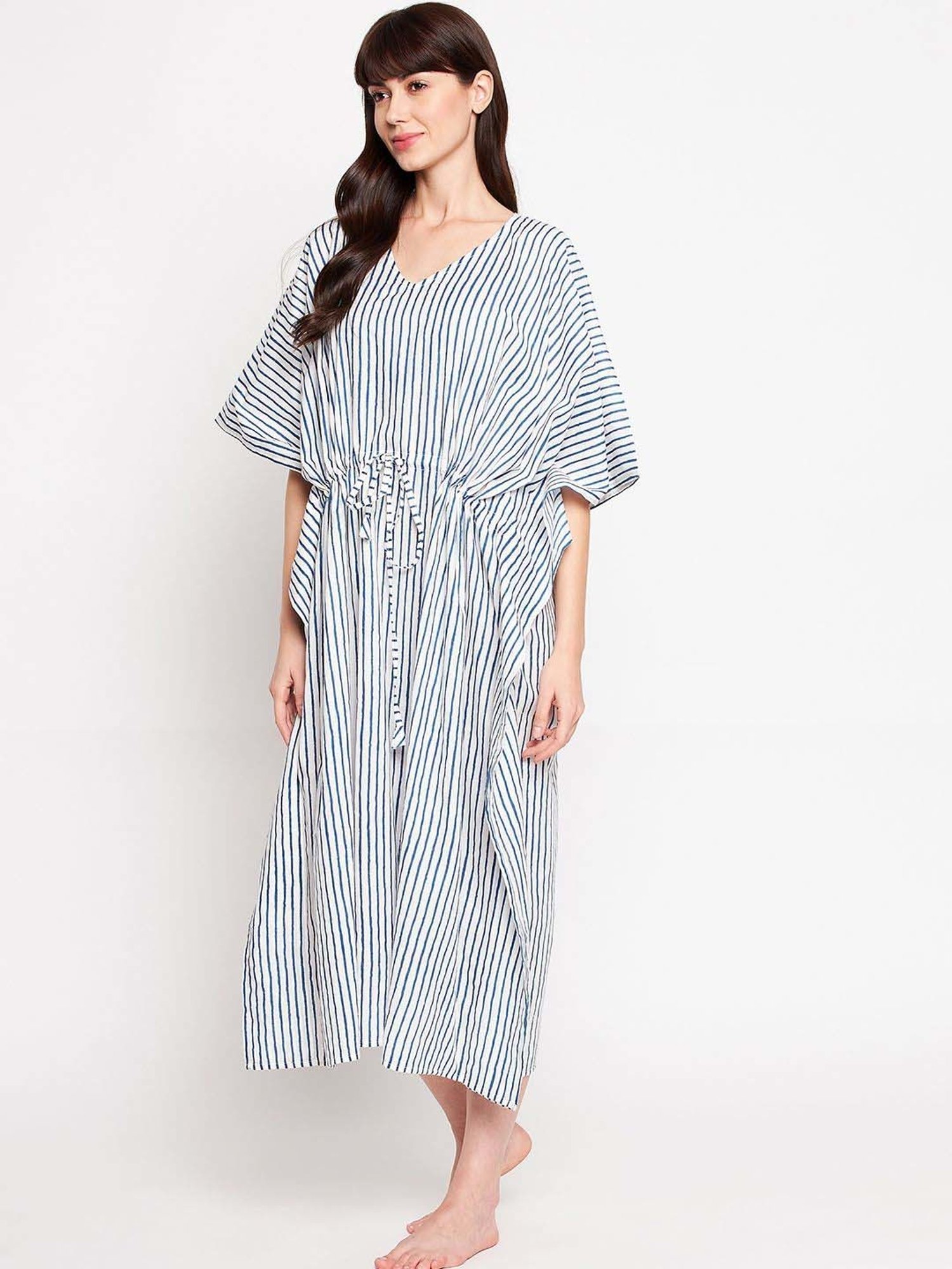 Secrets By ZeroKaata Green & Blue Cotton Printed Kaftan - Pack Of 2