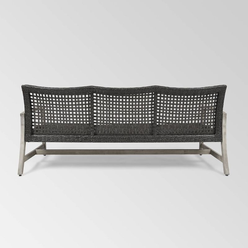 Hampton Wood & Wicker Sofa - Light Gray/Black - Christopher Knight Home