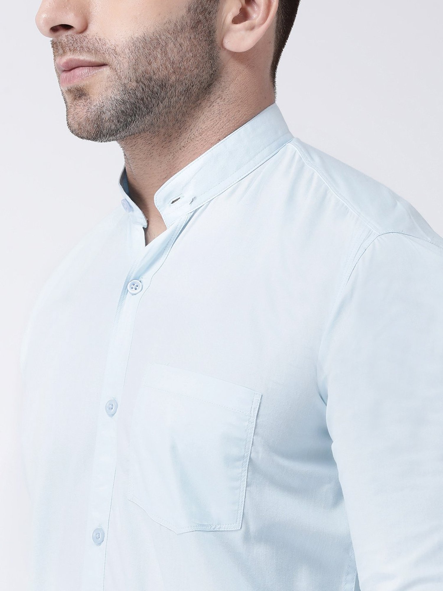 Hangup Plus Ice Blue Slim Fit Pure Cotton Shirt