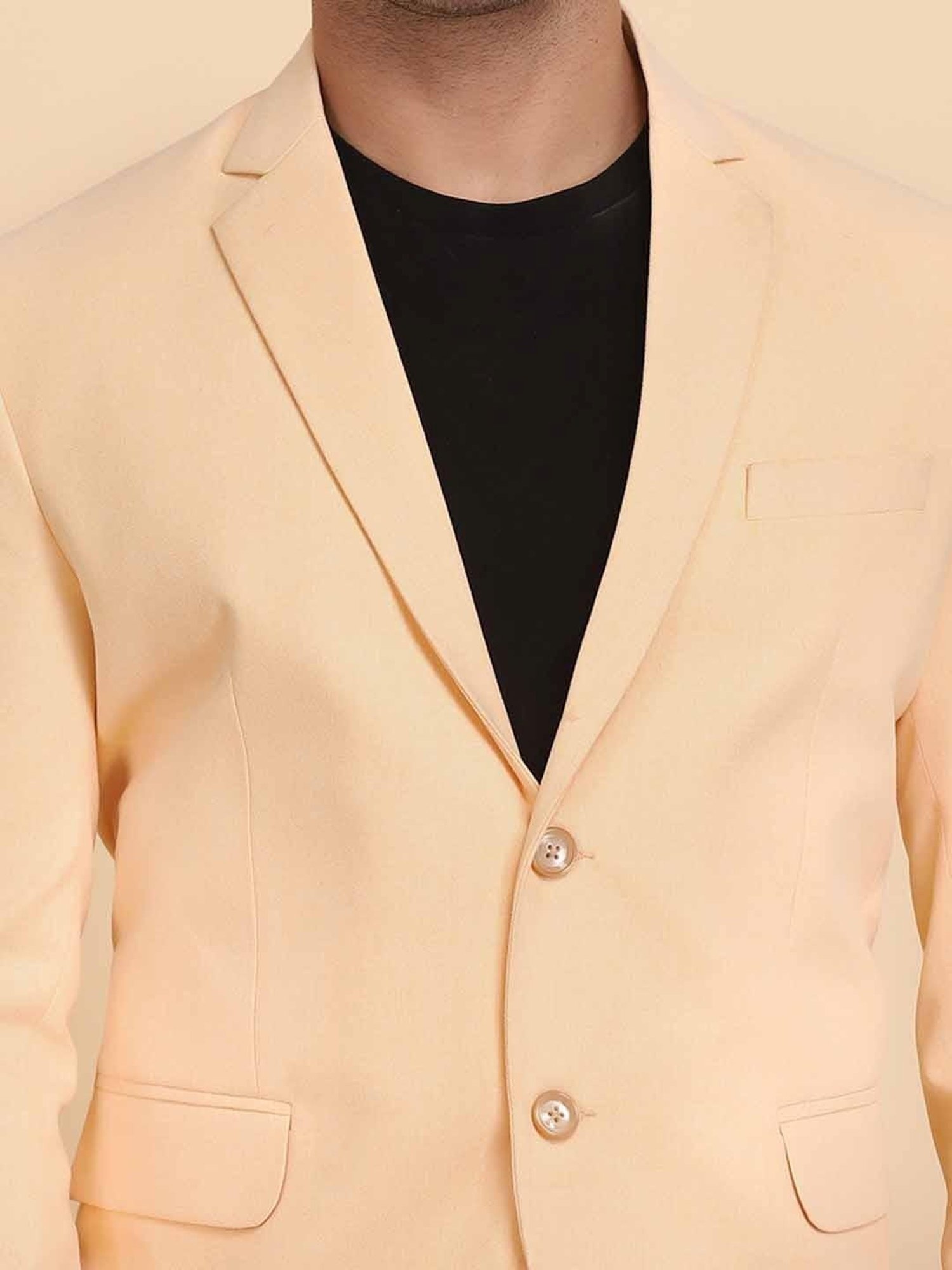 TAHVO Orange Cotton Slim Fit Blazer