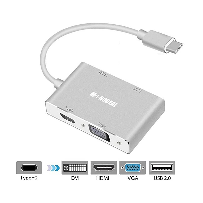 USB C to HDMIDVIVGA Adapter  4 in 1 USB 30 TypeC Hub VGAHDMIDVI Video Adapter 4K UHD Support HDMIampVGA DVIampVGA Simultaneously Male to Female MultiDisplay Video Converter