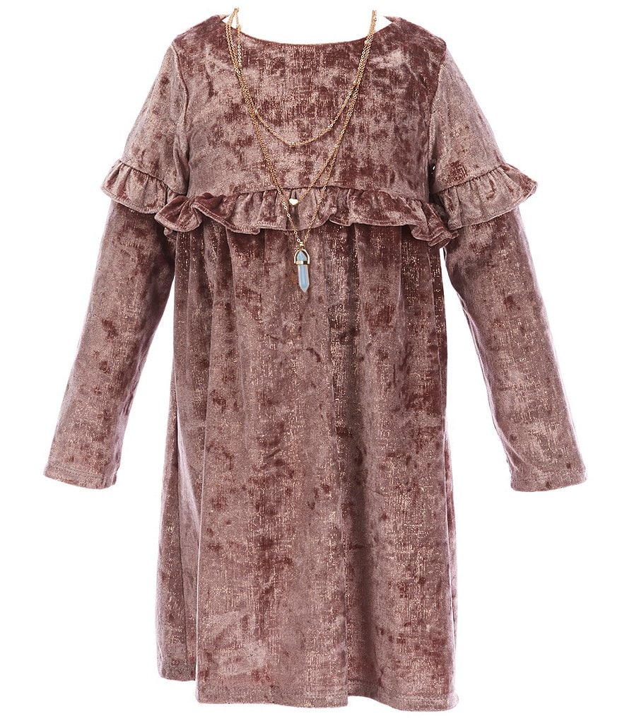 Rare Editions Little Girls 2T-6X Bow-Waist Satin/Jacquard-Stripe Hi-Low Ballgown