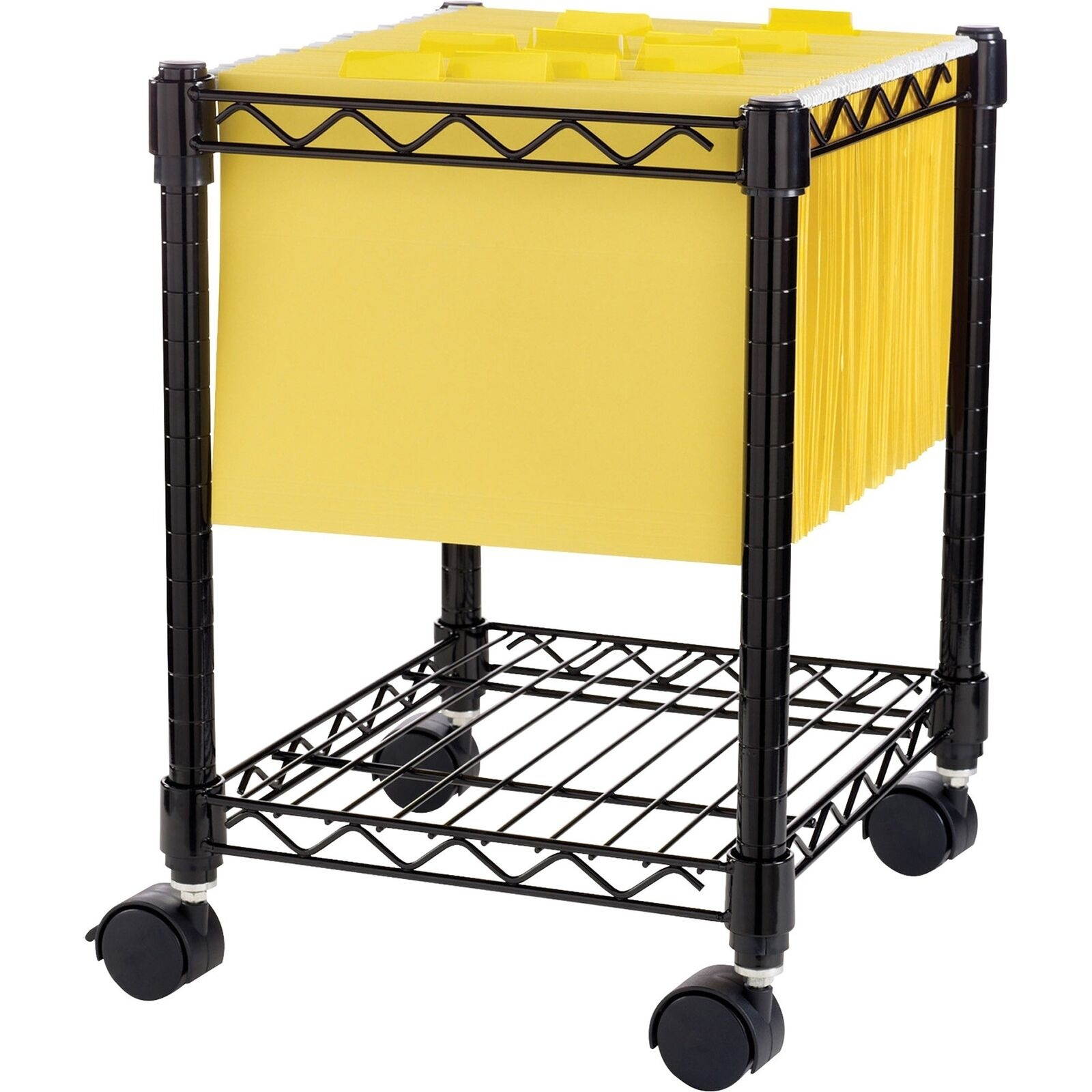 Lorell Compact Mobile Wire Filling Cart - 4 Caster - 15.5" X 14" X 19.5" - Black