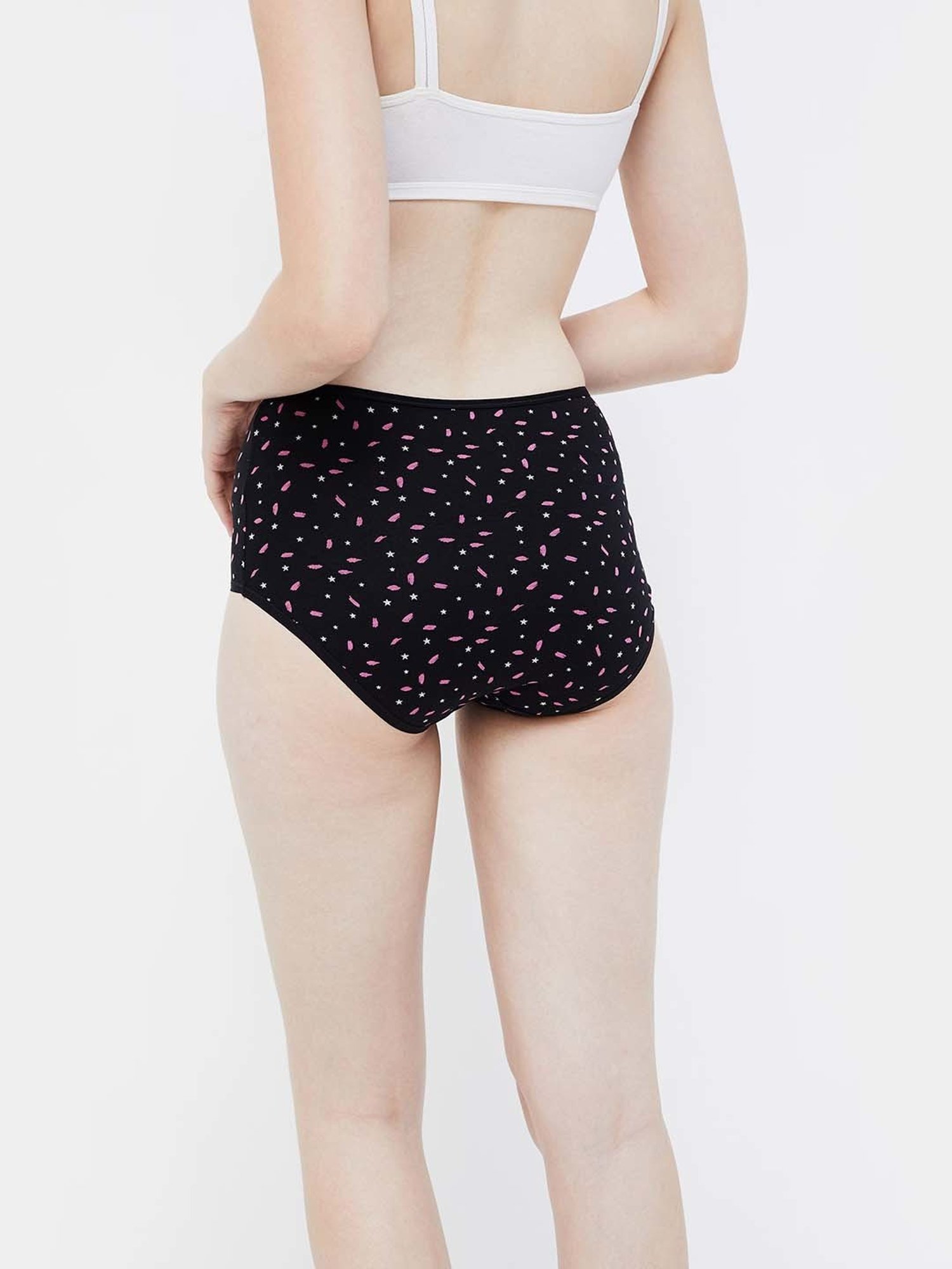 Ginger by Lifestyle Pink & Black Printed Hipster Panties - Pack of 3