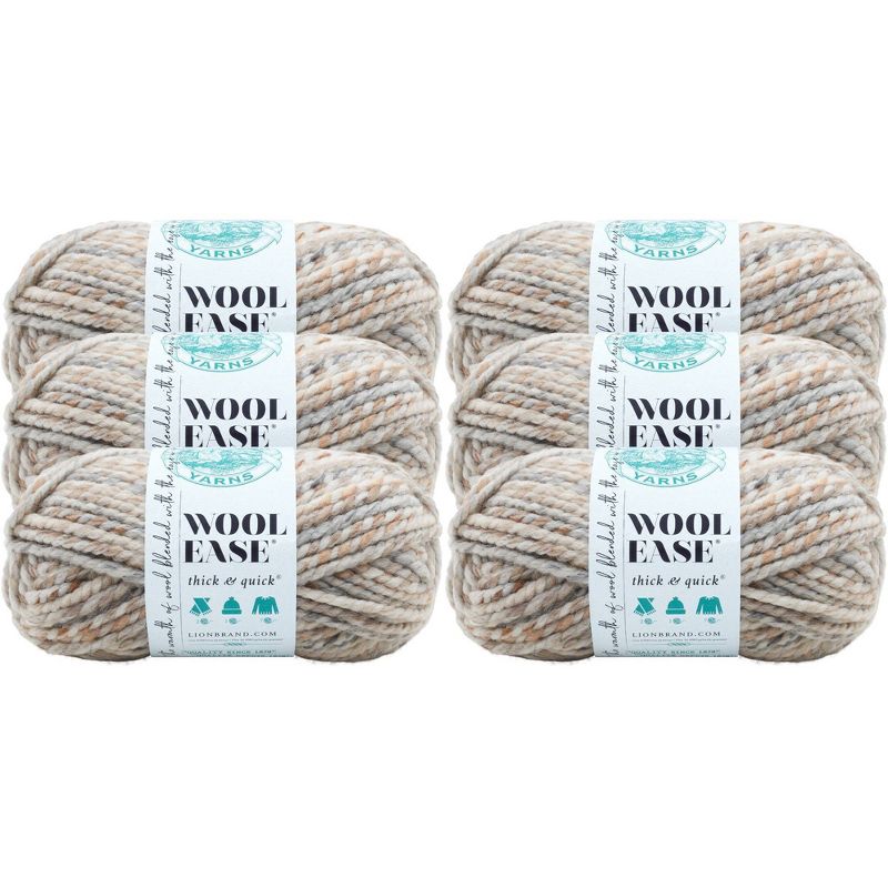 6pk Wool-Ease Thick & Quick Yarn Fossil - Lion Brand Yarn
