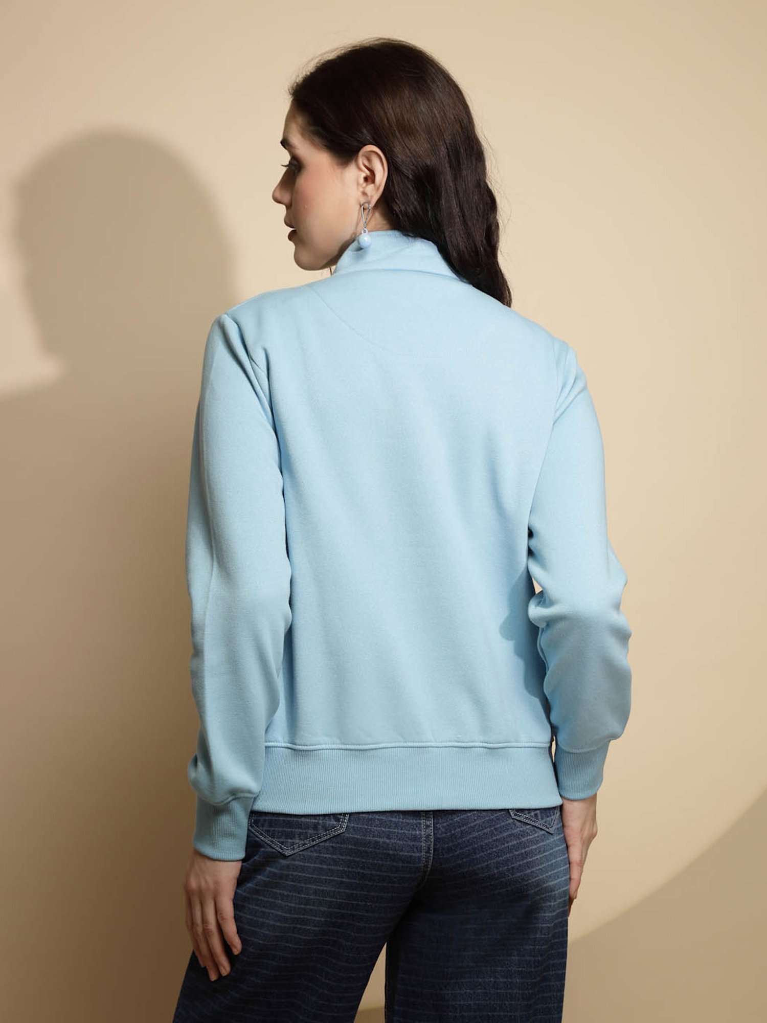Global Republic Light Blue Acrylic Front-Open Sweatshirt