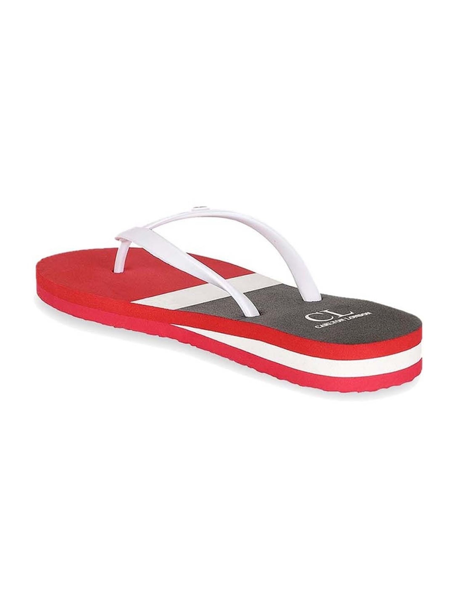 Carlton London Women's White & Red Flip Flops