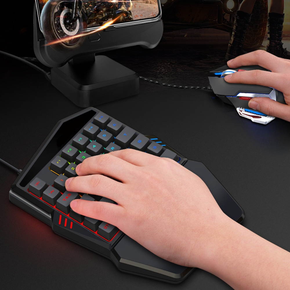 Portable One Handed Gaming Keyboard RGB Backlit 35 Keys Gaming Keypad for PC Mobile Phone 35 Keys Mechanical keyboard