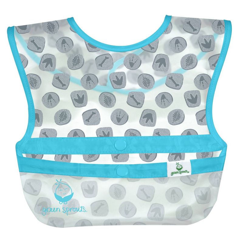 green sprouts Snap & go Wipe-off Bibs Blue Dinosaurs 9-18M - 3pk