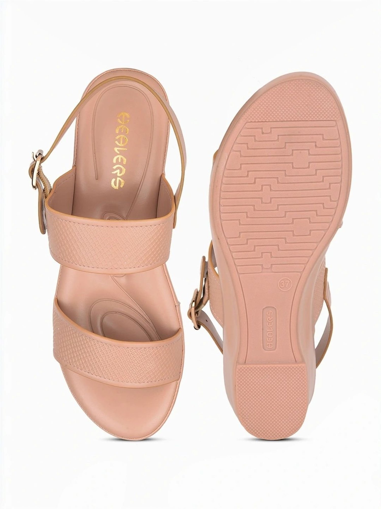 Healers by Liberty Women's Peach Back Strap Wedges