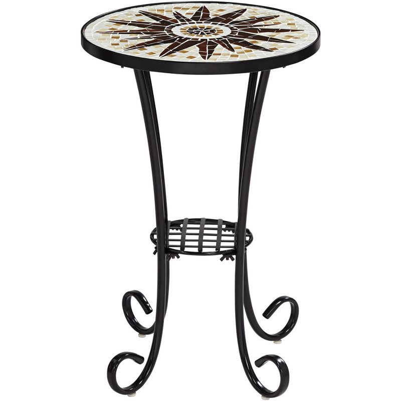 Teal Island Designs Sunburst Mosaic Black Outdoor Accent Table