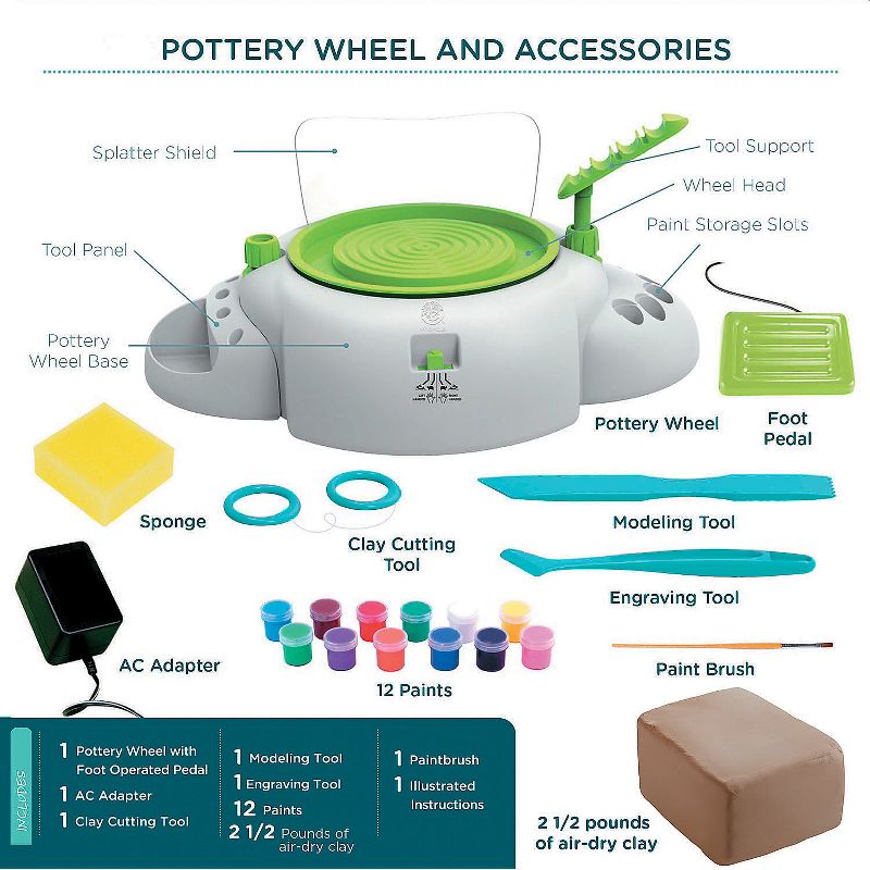 MindWare Pottery Wheel For Beginners With Clay Refill - Creative Activities