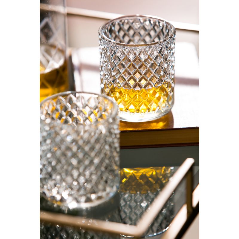 Evergreen Cypress Home Glass Whiskey Five Piece Set, Diamond Pattern