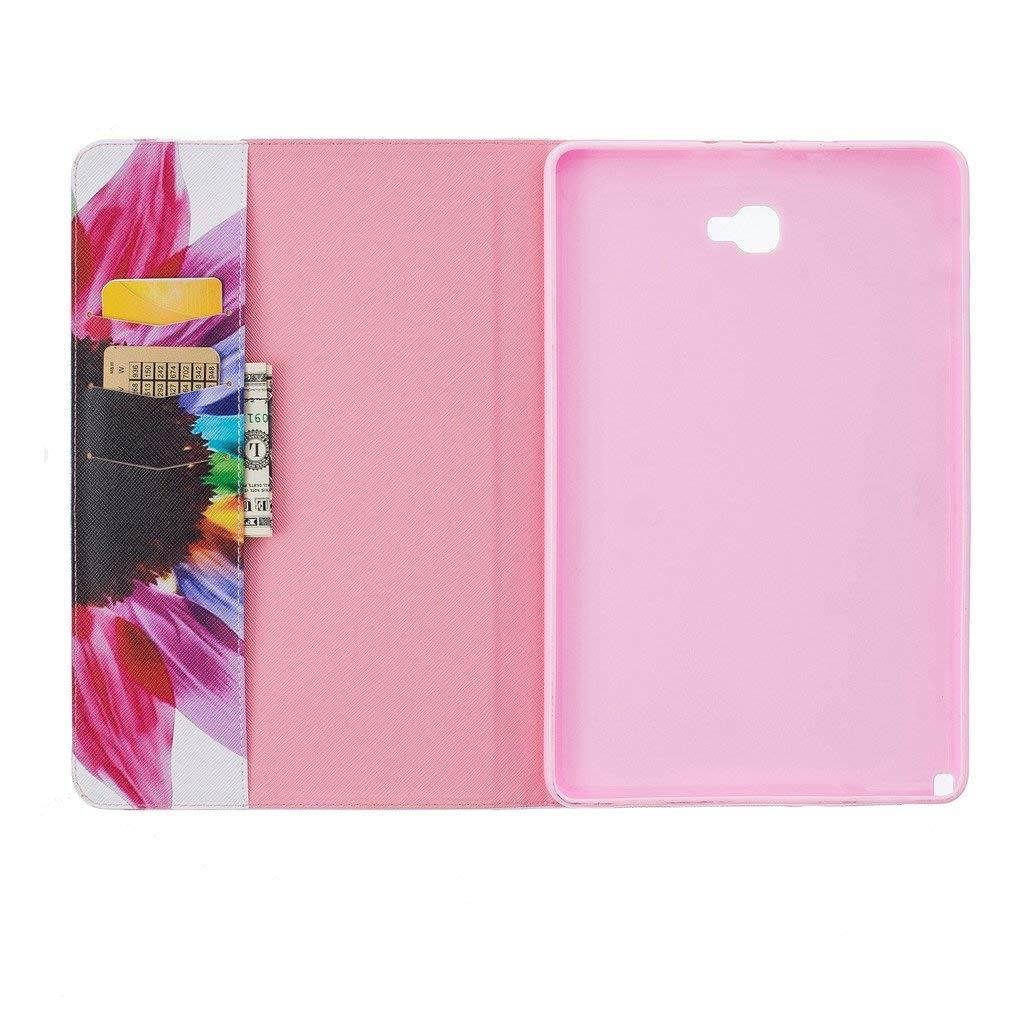 Galaxy Tab A 10.1 Case, iYCK Premium PU Leather Flip Folio [Card Slot] Protective Shell Wallet Case Cover with Stand Kickstand for Samsung Galaxy Tab A 10.1inch SM-T580 - Colorful Flower