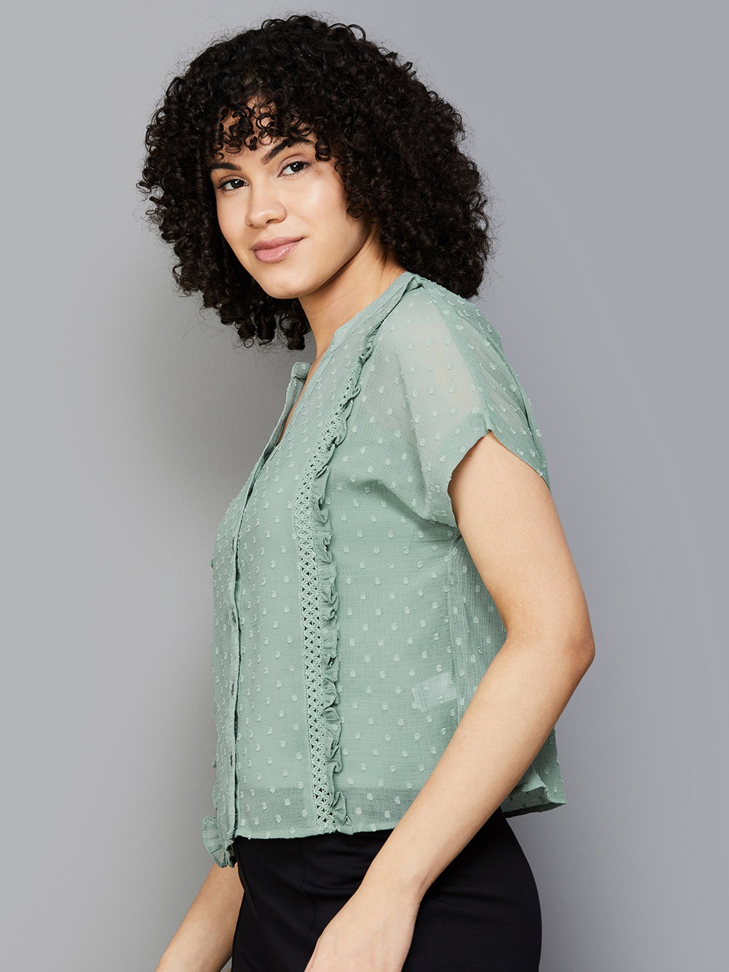 Fame Forever by Lifestyle Sage Green Self Design Top