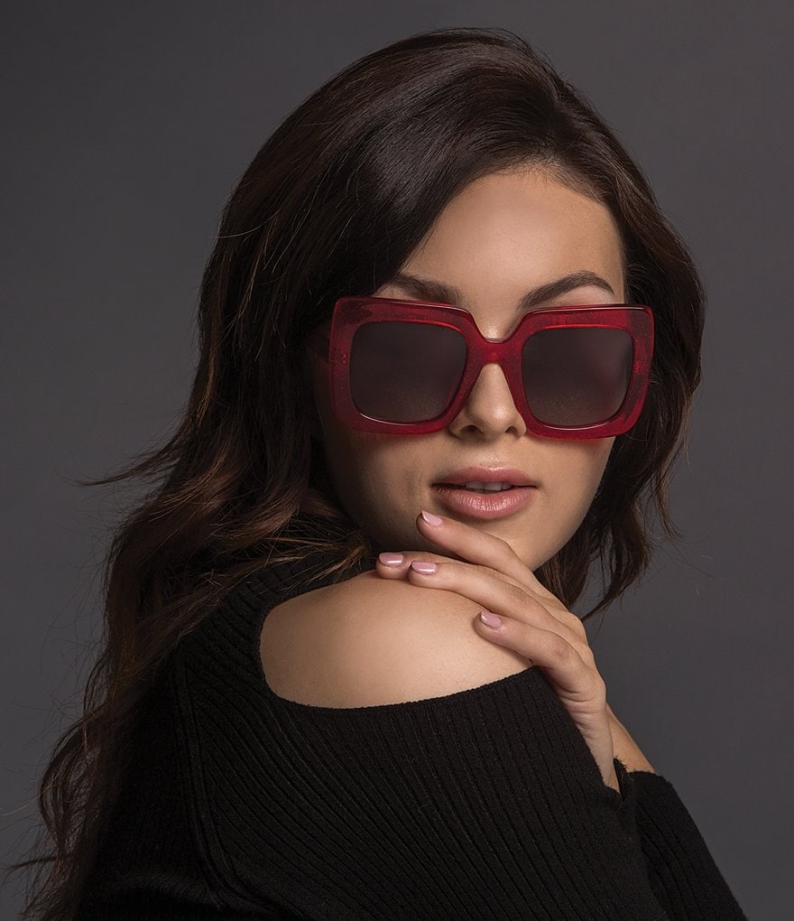 DIFF Eyewear Sasha Thick Square Oversized Polarized Sunglasses