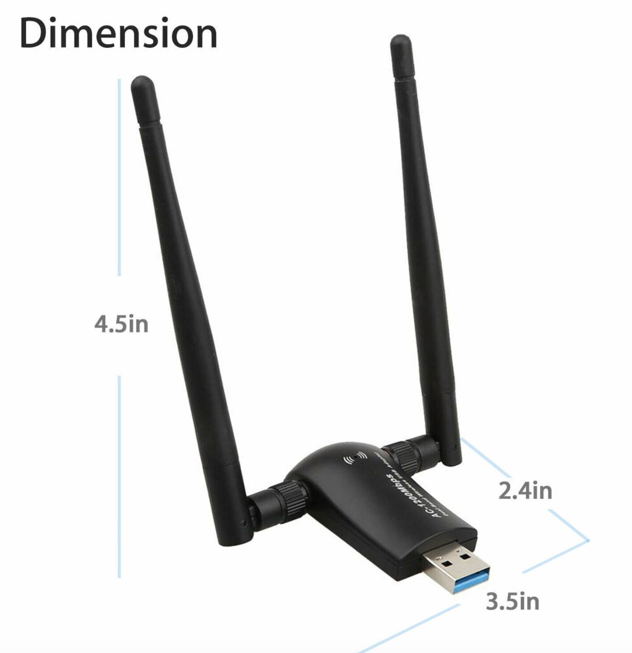 1200Mbps High Speed USB WiFi Adapter Signal Booster W/ Antenna For Windows
