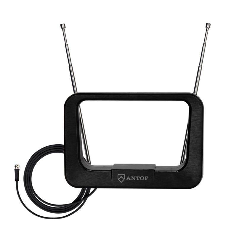 Antop Ring AT-210  Indoor TV Antenna - 35 Mile - Multi-directional Reception - Hairline Black - 6ft Cable -  4K UHD Ready