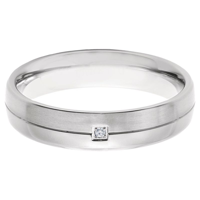 Men's Crucible 0.02 CT. T.W. Round-Cut Diamond Stud Bezel Set Ring in Titanium (H-I-SI2)