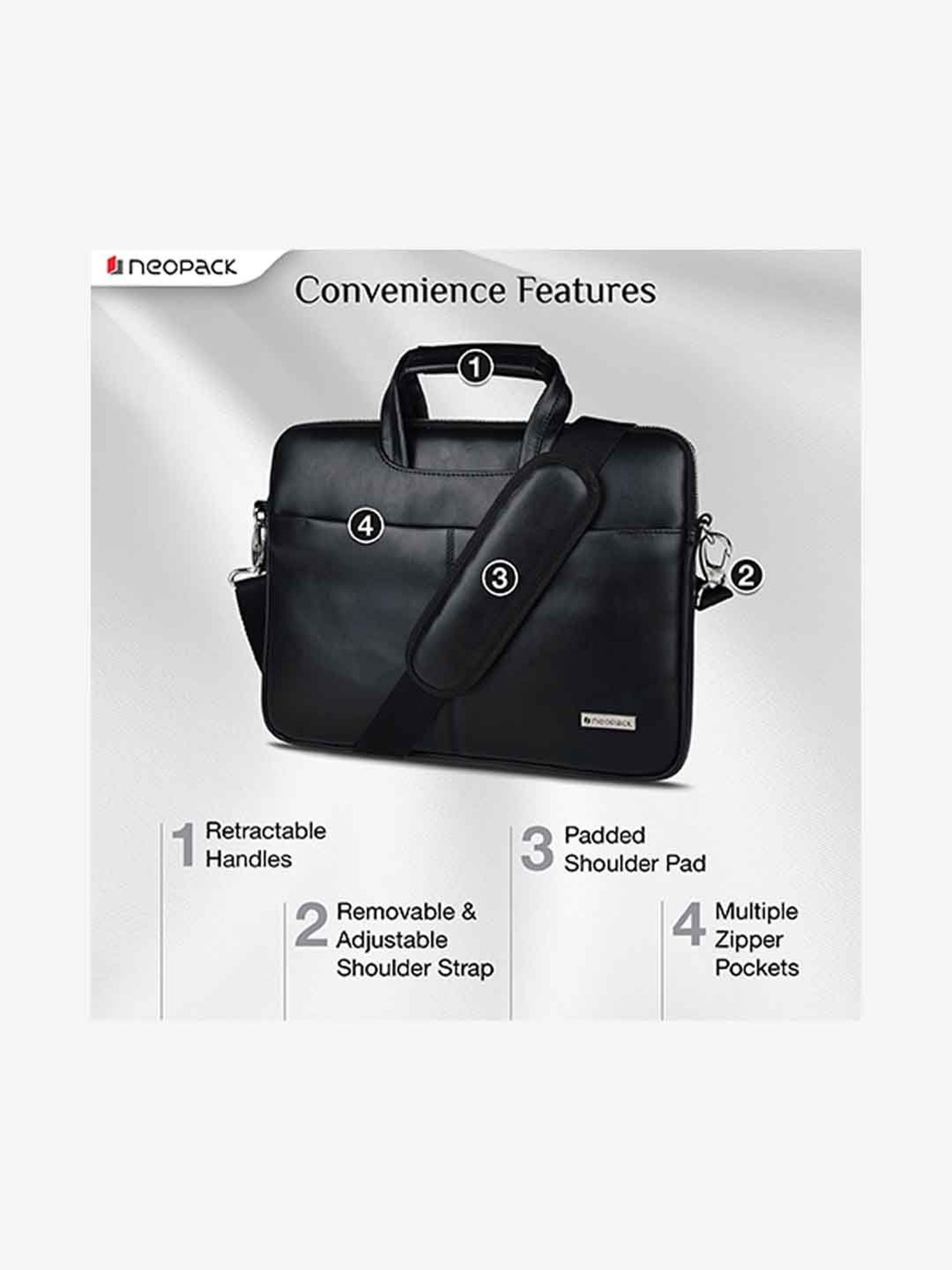 Neopack Leather Sleeve Laptop Bag for 15 Inch Laptops & 16 Inch Macbooks (Black)