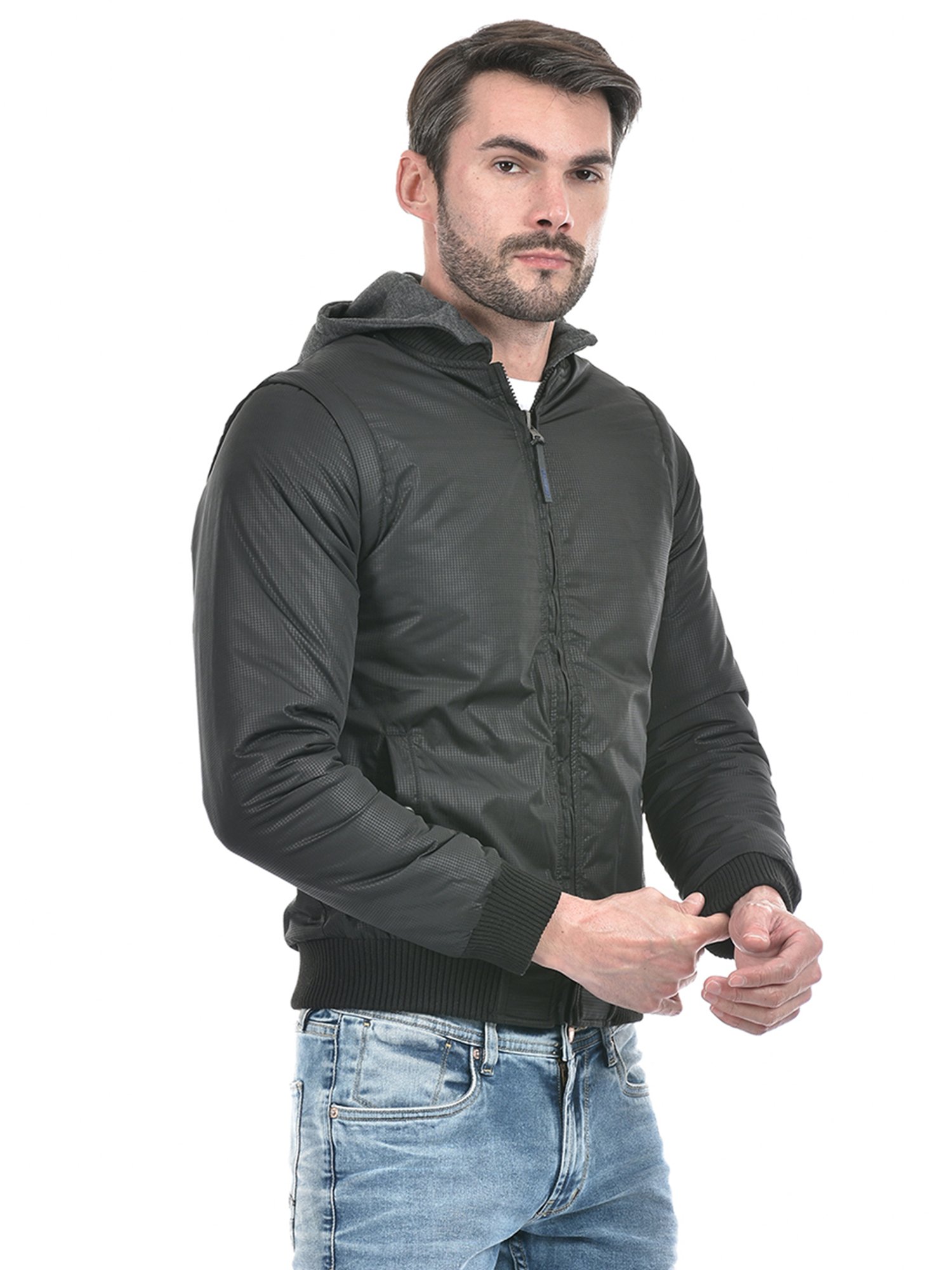 Lawman Pg3 Black & Olive Regular Fit Check Reversible Jacket