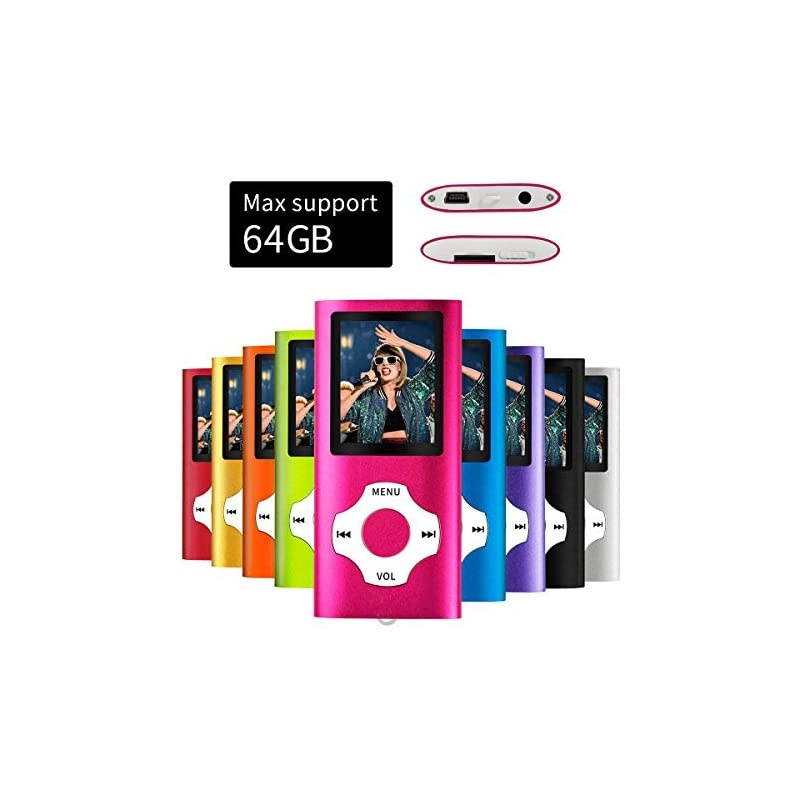 MP3/MP4 Portable Player,1.8 Inch LCD Screen,Max Support 64GB,Pink