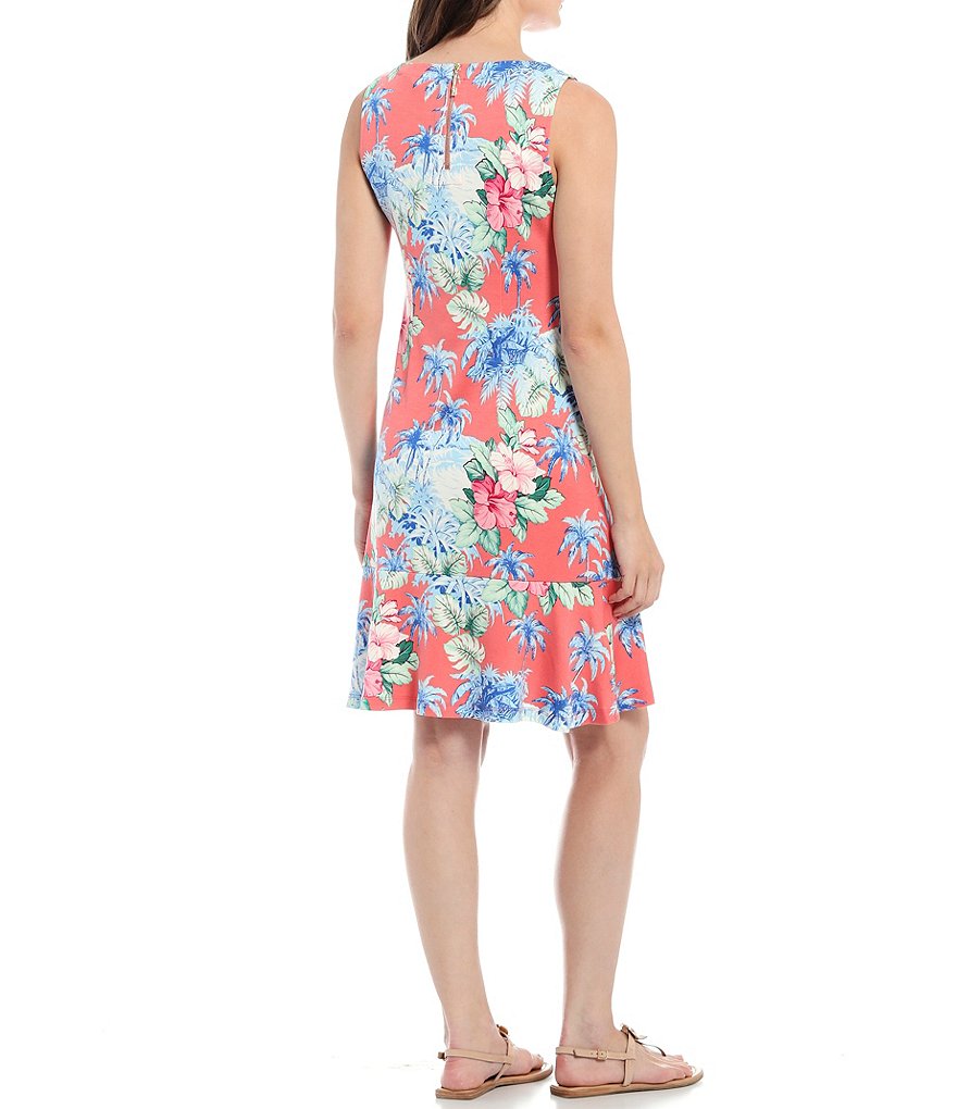 Tommy Bahama Darcy Manta Bay Flounce Boat Neck Sleeveless Dress