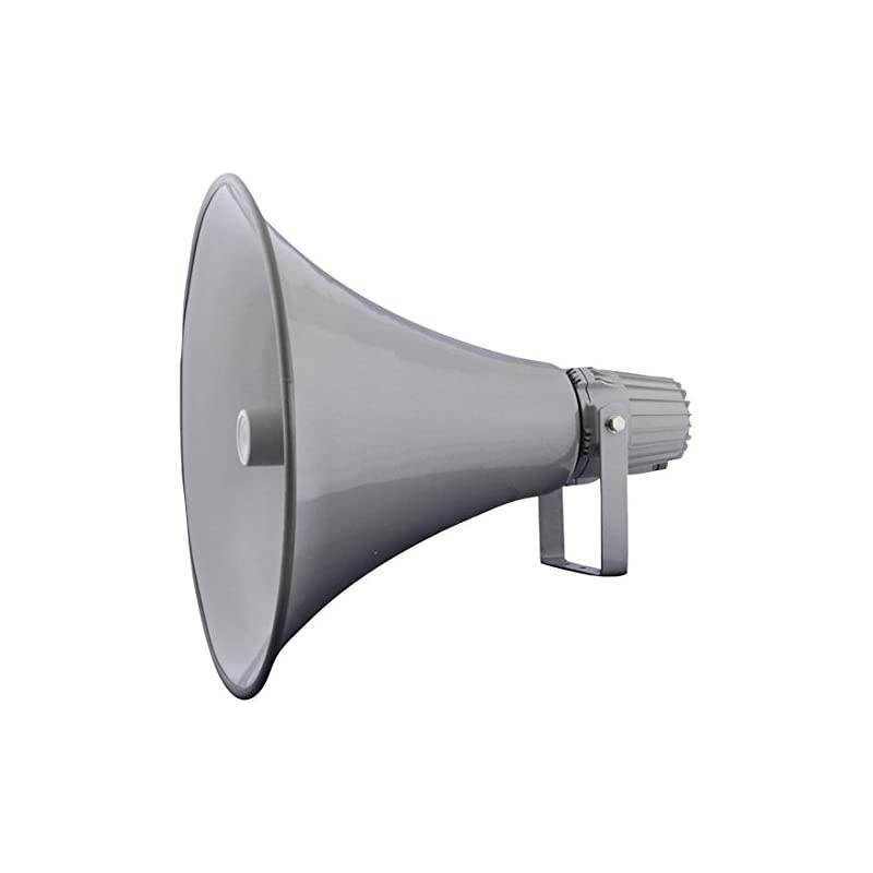 Indoor Outdoor PA Horn Speaker - 16" 80W Power Compact Loud Sound Megaphone w/ 400Hz-5KHz Frequency, 16 Ohm, 100V & 70V Transformer, Mounting Bracket - 100V/70V Audio System - Home PHSP16 (Gray)