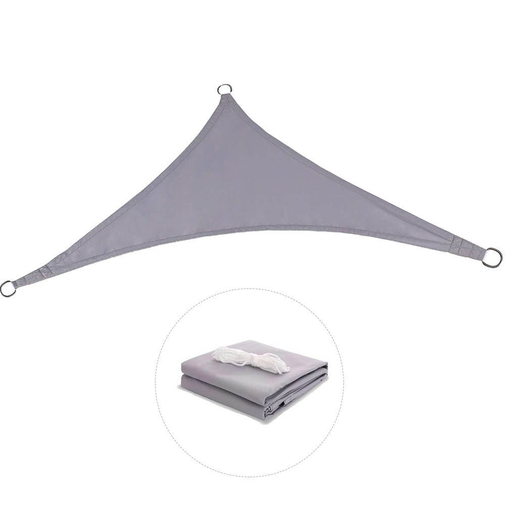 3x3x3m Triangle Sun Shade Sail Polyester Canopy Waterproof UV Block for Garden Swimming Pool (Grey)