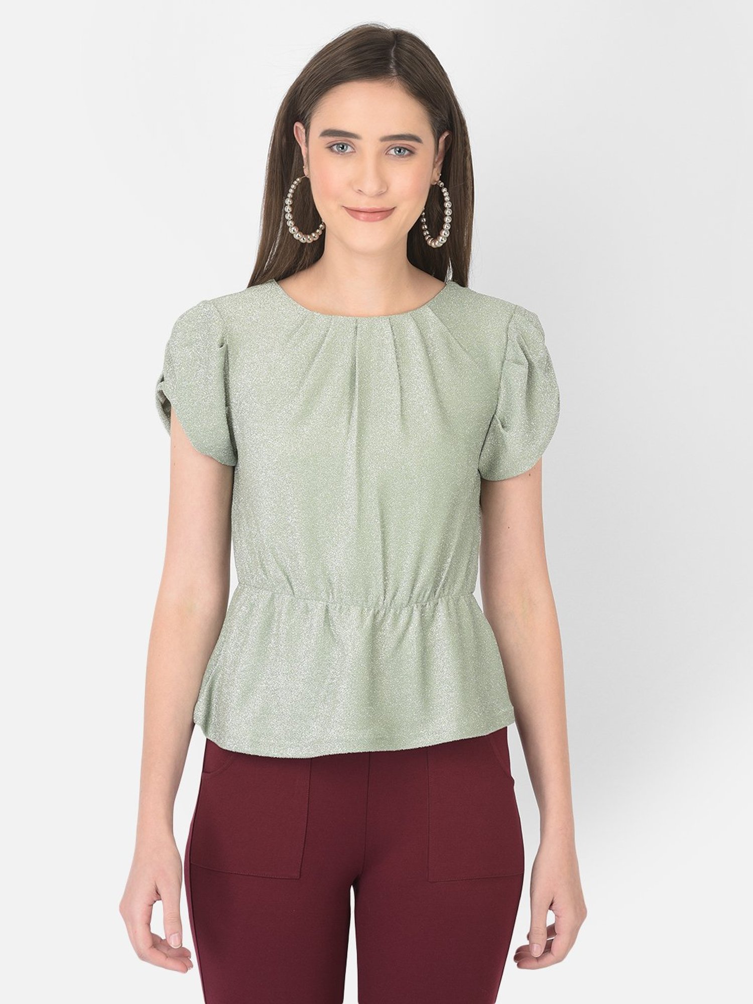 Latin Quarters Green Round Neck Top