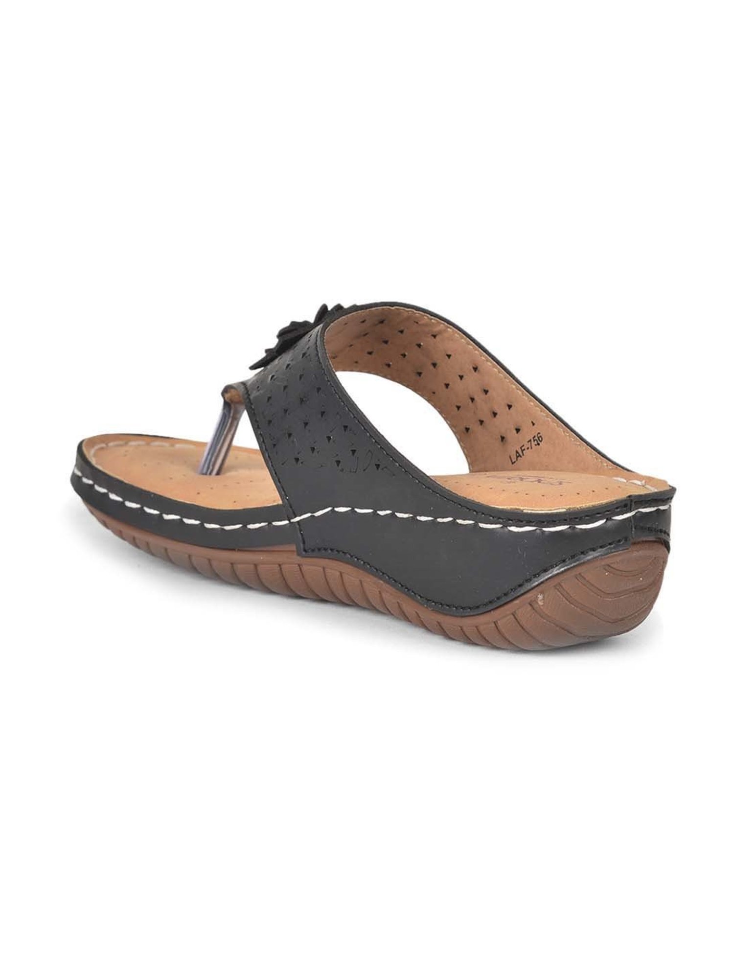 Senorita by Liberty Women's Black T-Strap Wedges