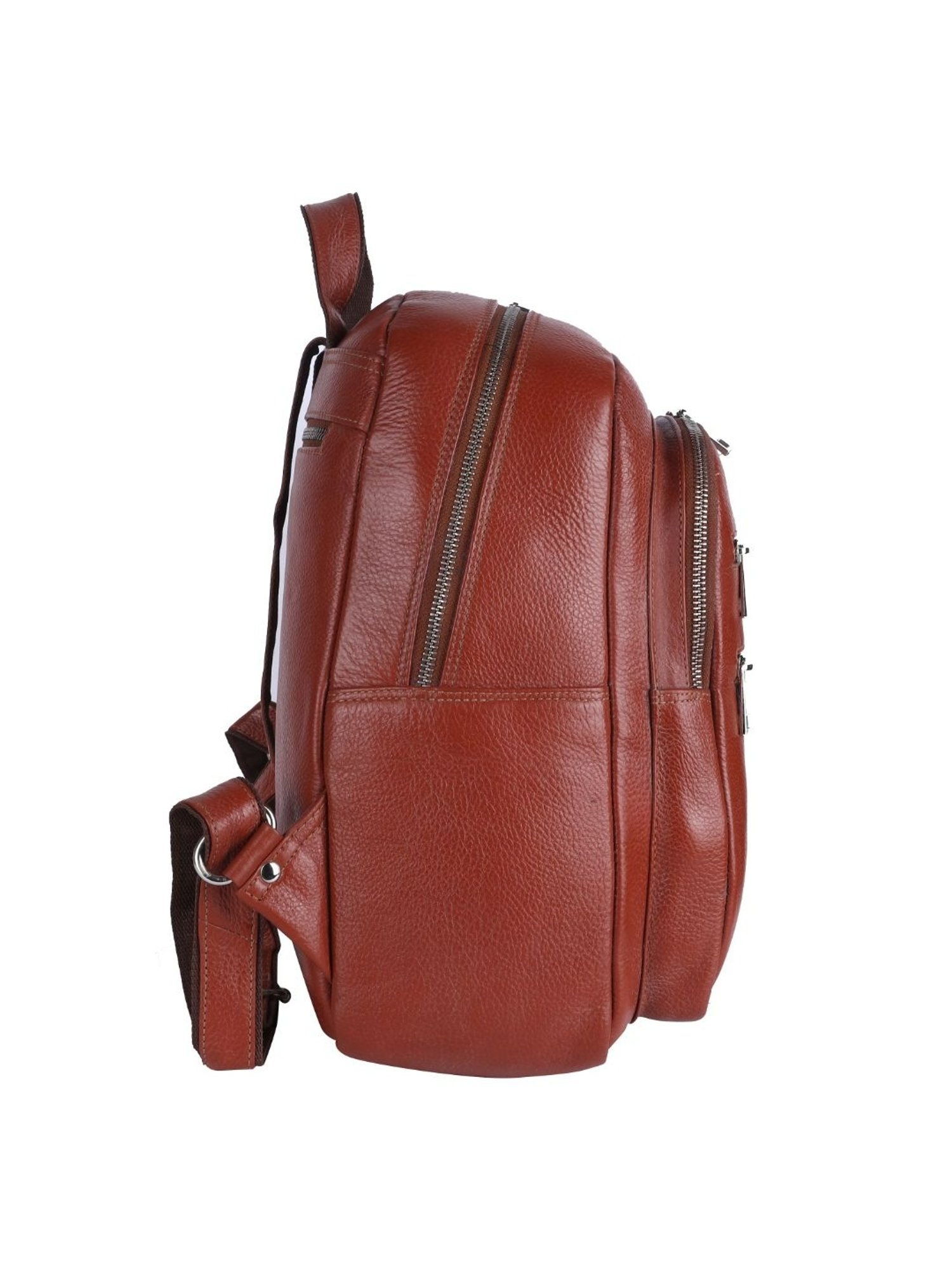 HiLEDER Tan Textured Medium Leather 11.5 inch Backpack