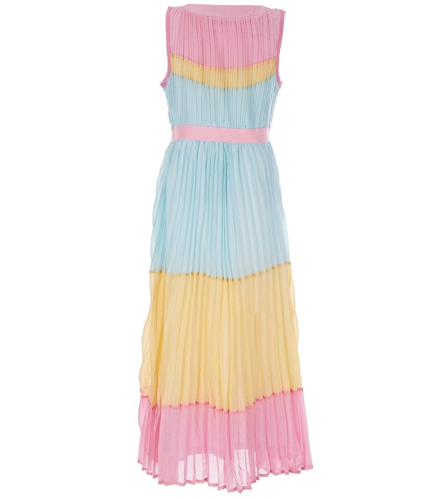 Rare Editions Big Girls 7-16 Colorblock Chiffon Pleated Maxi Dress