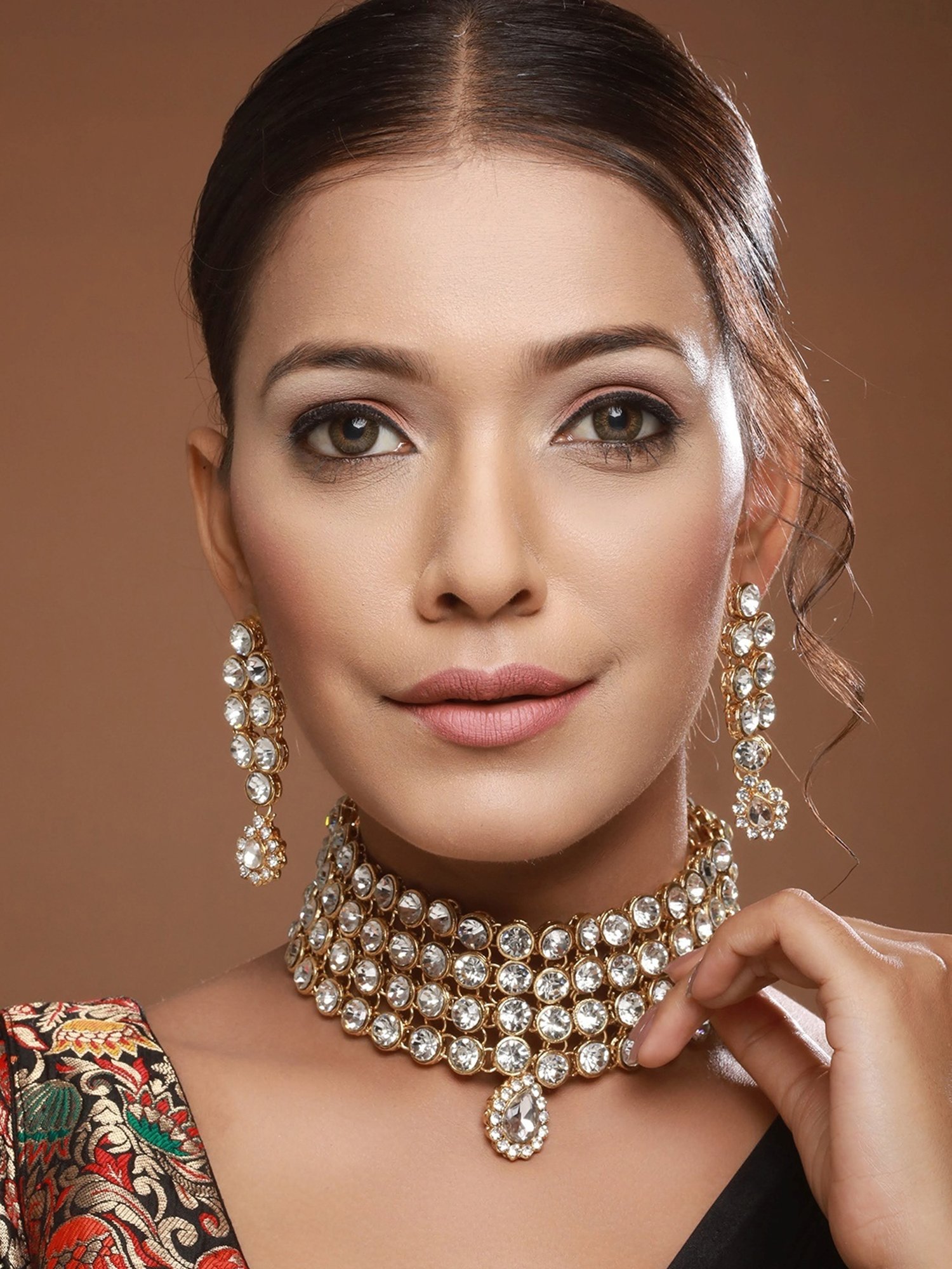 Aatmana Golden Necklace & Earring Set for Women