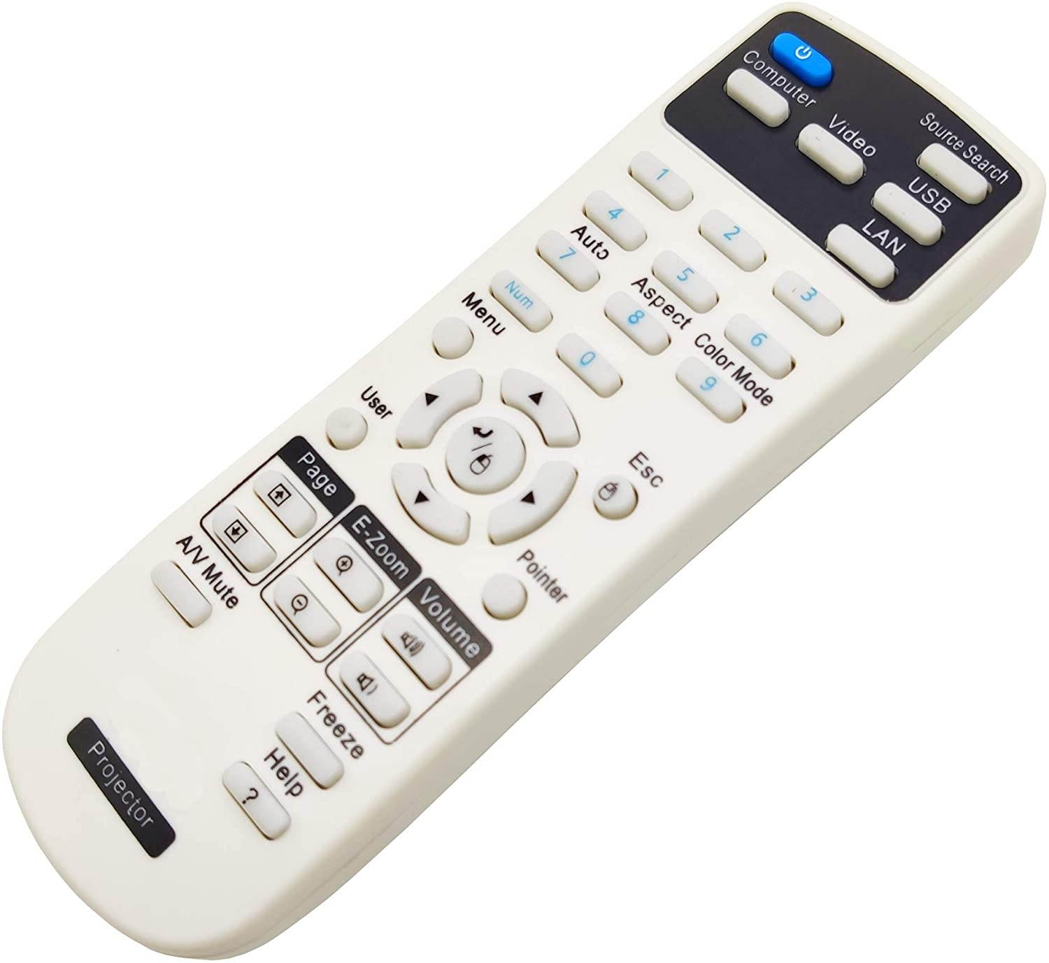 INTECHING 164880600 Projector Remote Control for Epson EX3240, EX5240, EX5250 Pro, EX7240 Pro, EX9200 Pro, VS240, VS340, VS345, PowerLite 1224/1264/ 1284/ S31+/ U32+, Home Cinema 640/ 740HD/ 1040