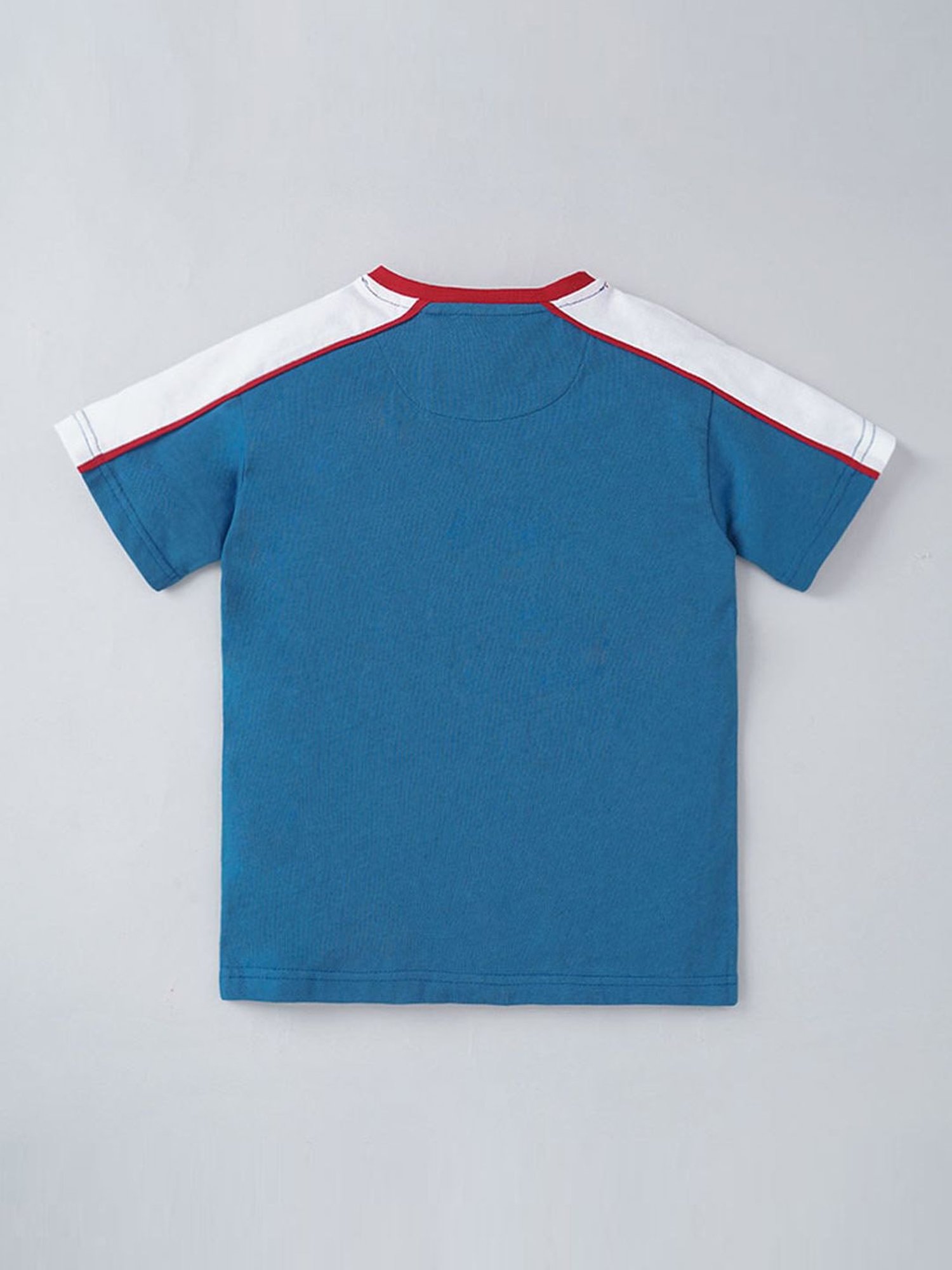 Ed-a-Mamma Boys Blue & White Cotton Printed T-Shirt