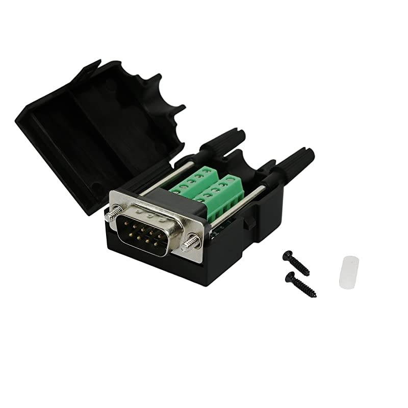 DB9 Connector to Wiring Terminal RS232 Serial Port Breakout Board Solderless Male Adapter with Case