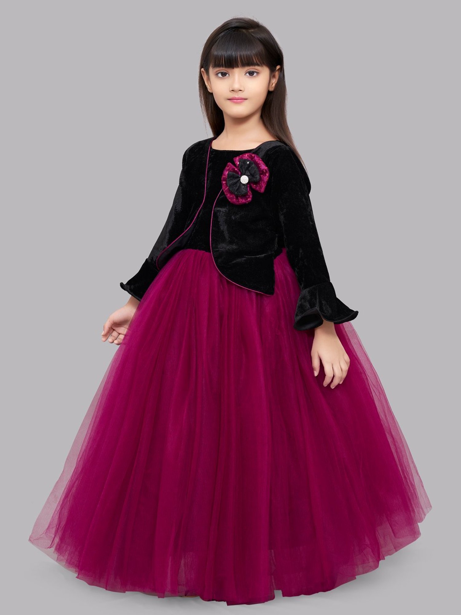 Many Frocks Kids Red Solid Dress