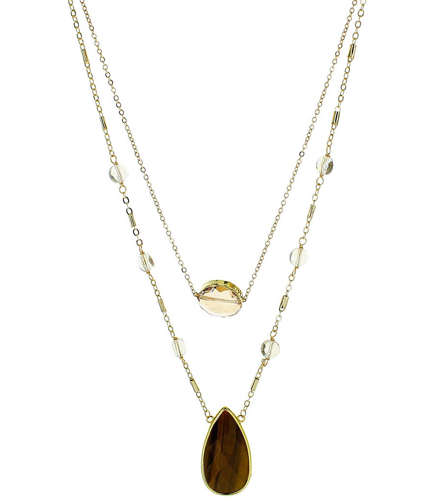 Panacea Tigers Eye Layered Teardrop Necklace